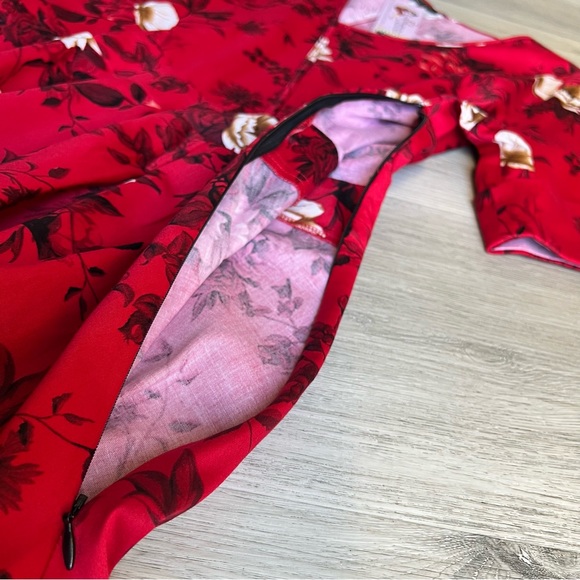 Lady Voluptuous 14 US / 18 UK Estrella Vintage Inspired Red Floral Dress - Picture 8 of 14
